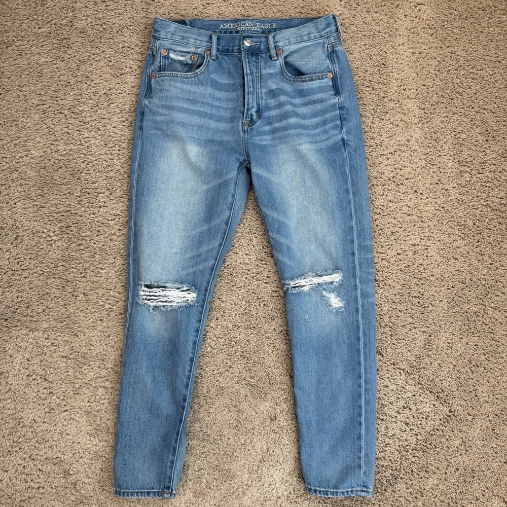American Jeans Womens Size 4 Eagle Ripped Mom Button Fly Distressed Denim